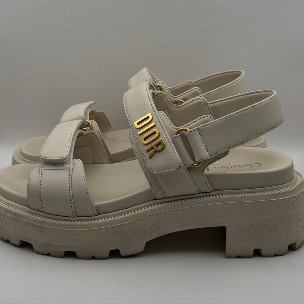 Dior Women's Sandals in Cream with Gold Accents
